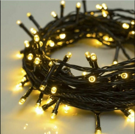 Гирлянда LED 200  Шнур теп/белая .черн.пров.13,5м
