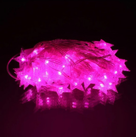 Гирлянда LED  40  Звезда розовая 3,5м 1диод 2цв