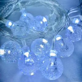 Гирлянда LED  10  белый шарики прозр.2,5мет Ра-28 ф