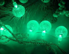 Гирлянда LED  20, Шар зеленый зел.пров.К130-34 IPF