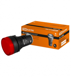 Лампа  AD22DS(LED)матрица d22мм красный 12В AC/DC