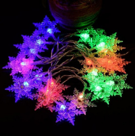 Гирлянда LED  40  Снежинка 8м мульти лаб