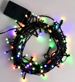 Гирлянда LED 100  8 м мульти чер. пр.семицветная ф