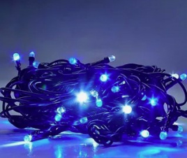 Гирлянда LED 400  25 м синяя чер. пр. ф