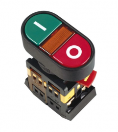 Кнопка APBB-22N"I-O" д=22мм неон/240в 1з+1р ИЭК