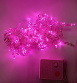 Гирлянда LED 100 розовая, 7м, п/у IPZ