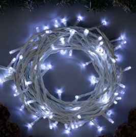 Гирлянда LED 100  Шнур  белый мат. 8 реж 7м