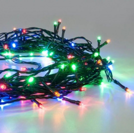Гирлянда LED 100  Шнур  мульти  .провод черный