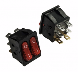 Переключатель on-off красн. 2кл 5А (KCD4-2101N-C3-R/6P on-off) RUICHI