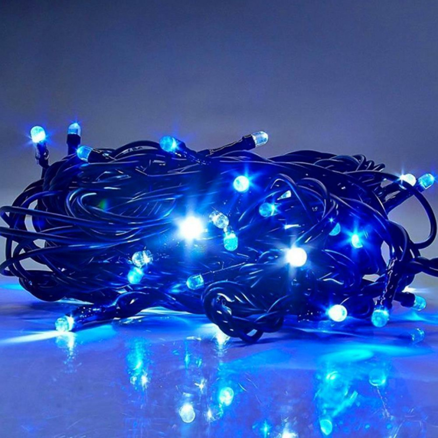 Гирлянда LED 100  Шнур синий  черный пр 7м фото 1