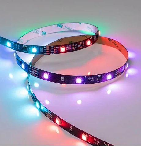Лента 5м. 30Led RGB 5V IP65 бегущие огни черная фото 1