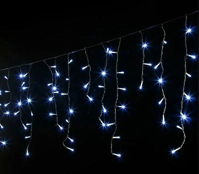 Бахрома 100 LED Т/Белая .пр.черн.мерц.3м Уличная фото 1