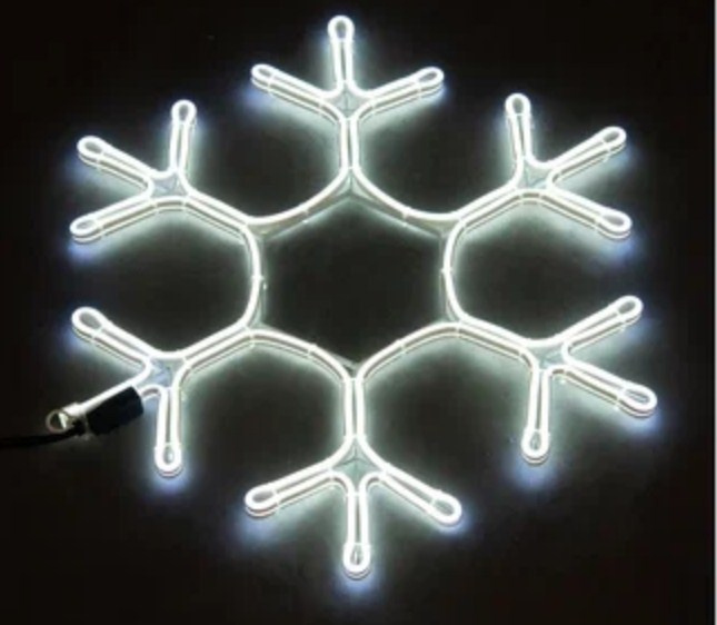 Снежинка 40х33 см., белая, мерцающие диоды (LAB) фото 1