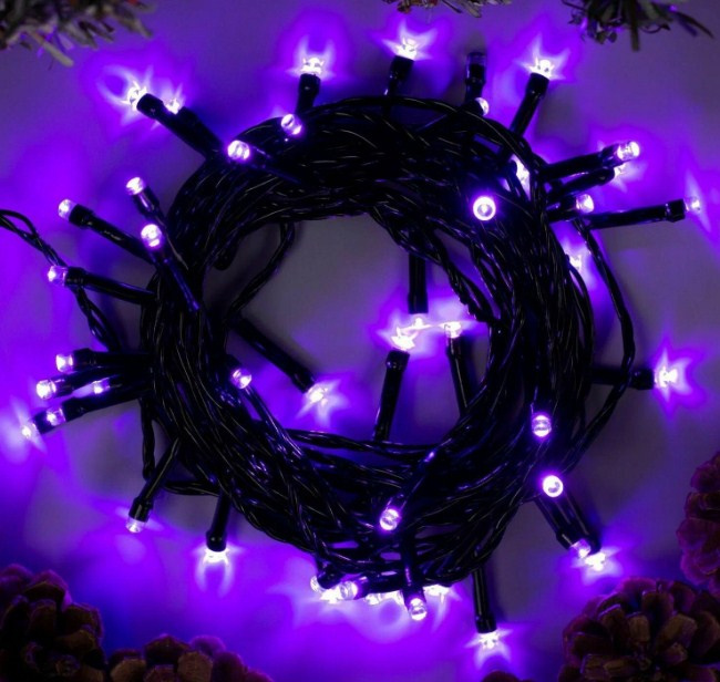 Гирлянда LED 50 на сол. батарее 7м фиолетовая уличная, о/н фото 1