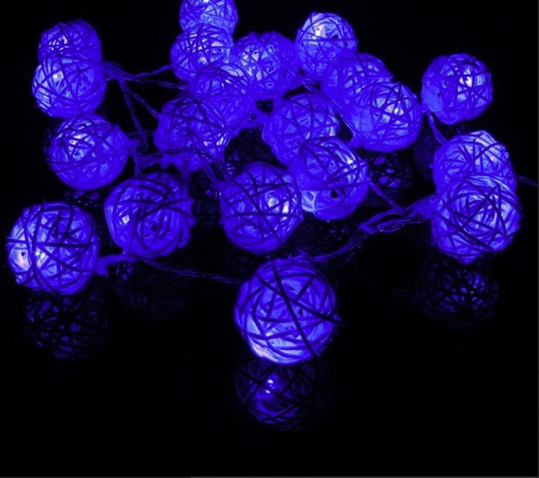 Гирлянда LED  20 Шары ротанговые10м синие ф фото 2