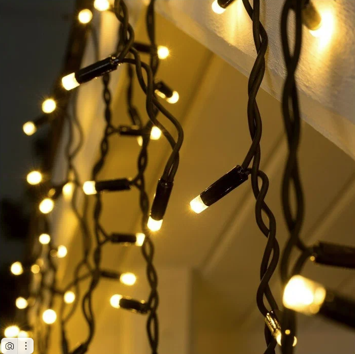 Бахрома 100 LED Желтая .пр.черн.мерц.3м Уличная лаб фото 1