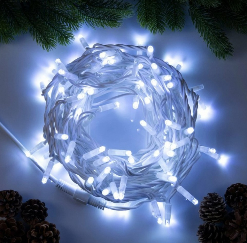 Гирлянда LED 100  Белый  10м уличный фото 1