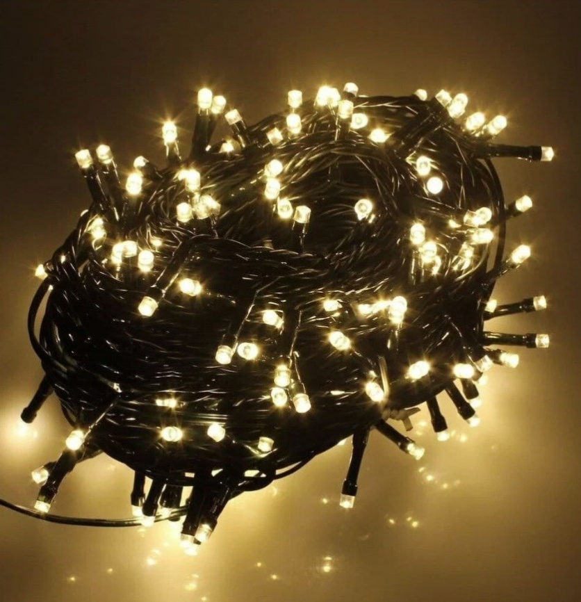 Гирлянда LED 100 Т/бел мерц 10 м чер.пр уличный лаб фото 1