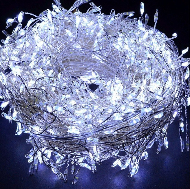 Гирлянда роса LED 300 на сол. батарее 30м белая уличная, о/н фото 1
