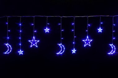 Бахрома "Звезда с луной" 2,5м 138 LED синяя фото 1