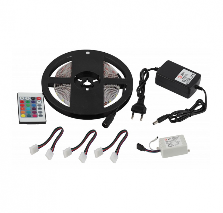 Лента комплект 5м. 14,4W 60Led 12V IP20 RGB 5050kit ЭРА фото 1