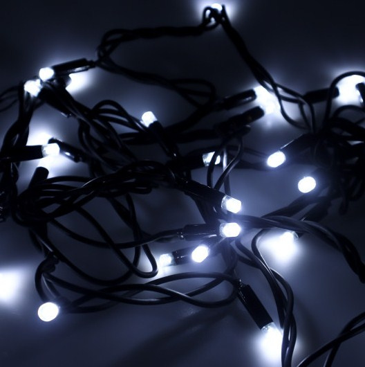 Гирлянда LED 100  Белый мерц. чер.пров. 10м уличный фото 1