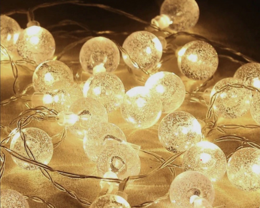 Гирлянда LED  10  т/белый шарики прозр.2,5мет Ра-27 ф фото 2